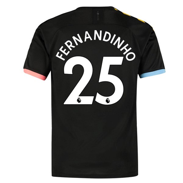 Camiseta Manchester City NO.25 Fernandinho 2ª 2019-2020 Negro